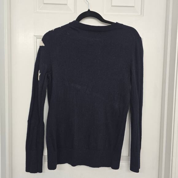 Banana Republic Italian Merino Wool Star Sweater Navy Blue Sz S Soft Cozy Winter - Picture 5 of 7